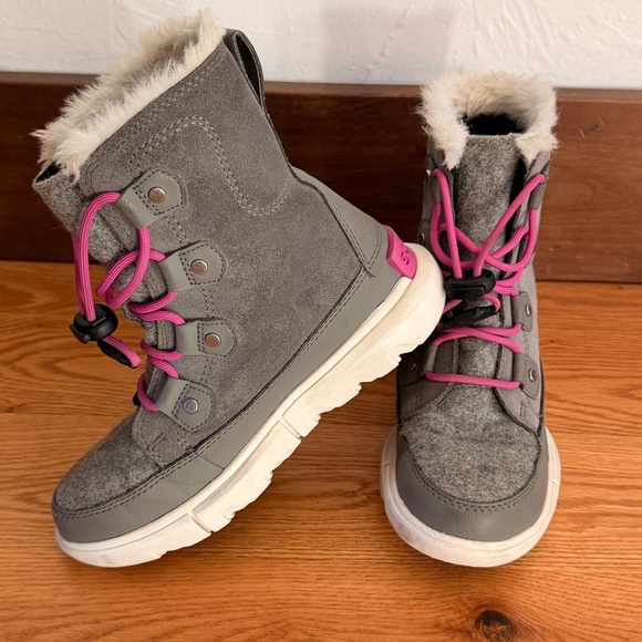 Sorel Other - Sorel Explorer™ Lace WP in Quarry/Bright Lavender (Size 1 Little Kid)